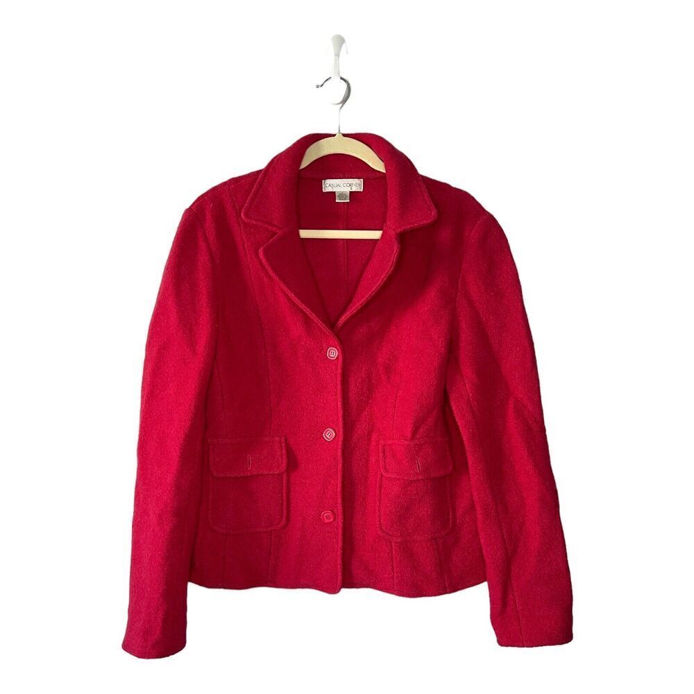 Casual Corner Blazer Womens Large Button Down Pink‎ Wool Jacket Coat